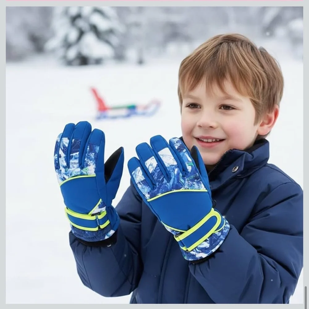 Kids-Waterproof-Ski-Gloves - Boys-Girls Winter-Snow-Glove Thickening Warm 4-7 y